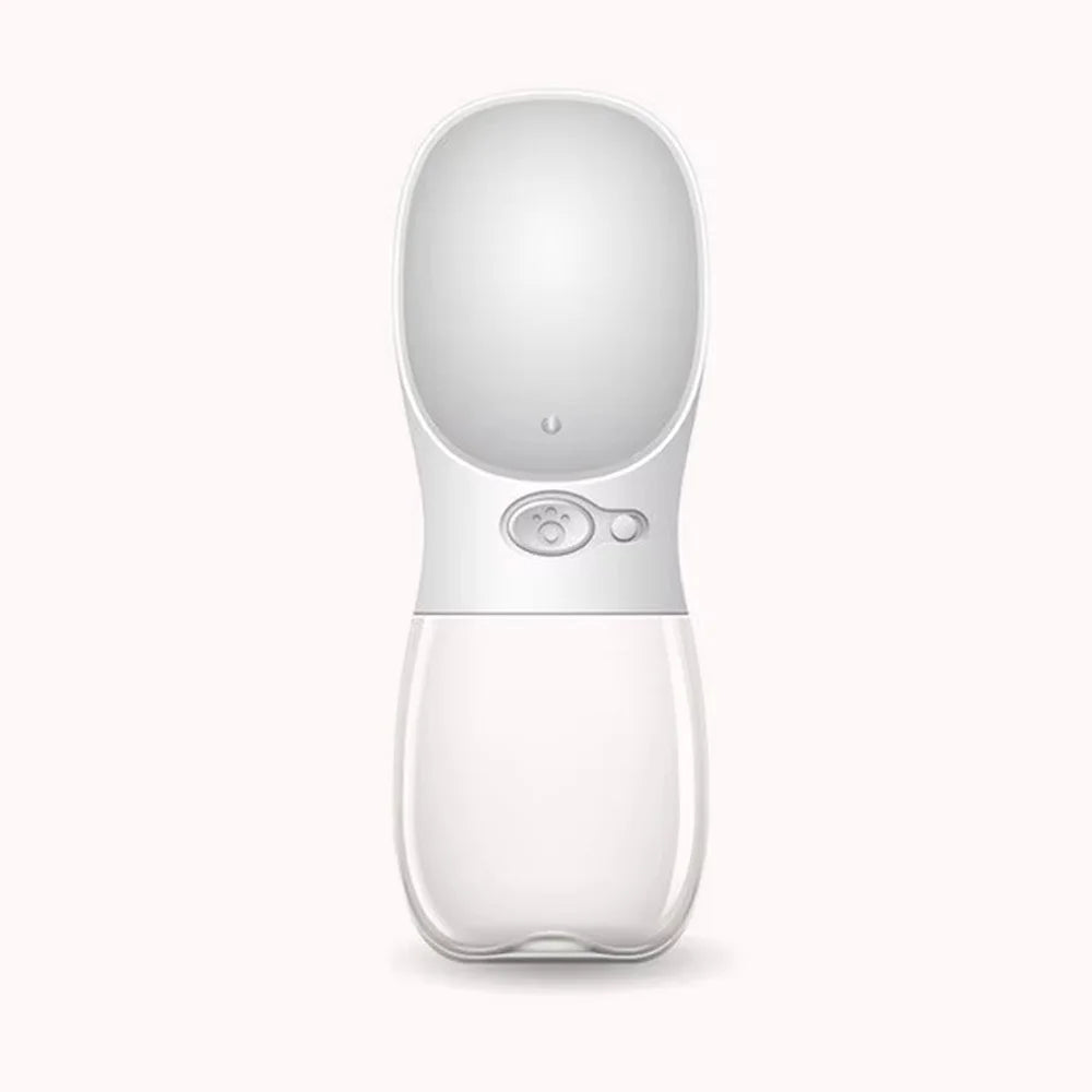 Biała Turystyczne Poidło 2w1 dla Psa i Kota – Butelka z Miseczką (350ml)